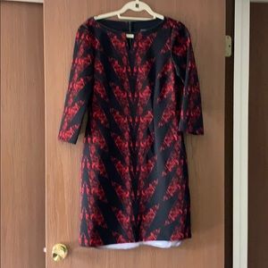 Tahari Black Dress with Red Patterns